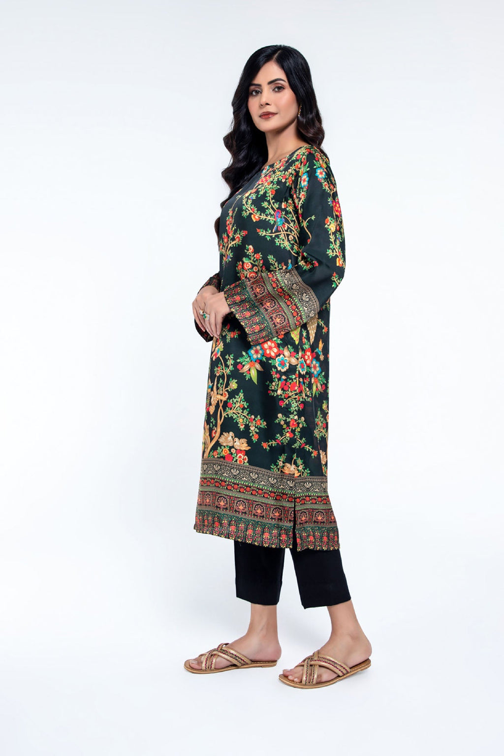 Printed Black Shamoz Silk Pret Shirt by The Fabric Store, photo 3