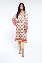 Printed Beige Shamoz Silk Pret Shirt by The Fabric Store
