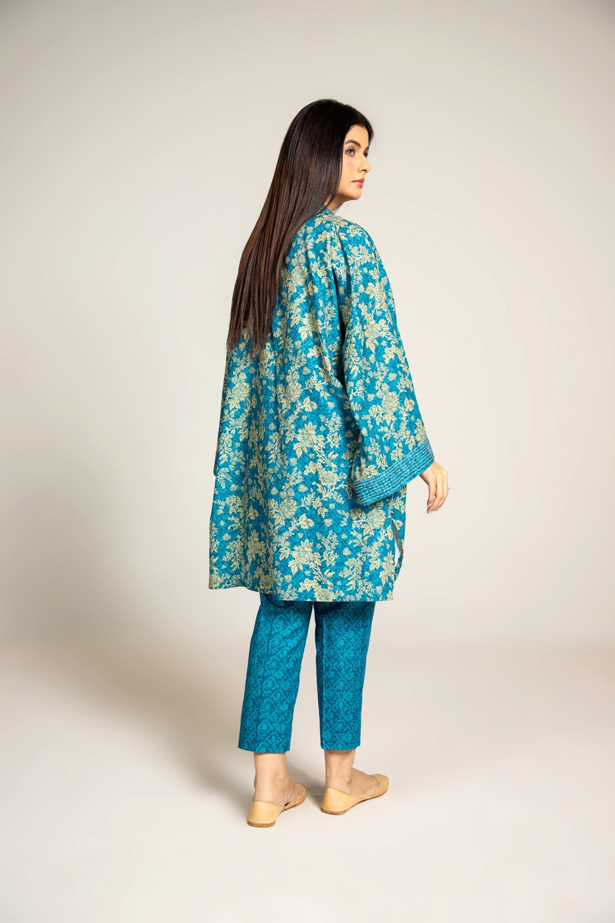 Printed Blue Slub Khaddar 2-Piece Unstitched Suit by The Fabric Store, photo 3