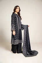 Printed Black Slub Khaddar 2-Piece Unstitched Suit by The Fabric Store, photo 2