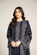Printed Black Slub Khaddar 2-Piece Unstitched Suit by The Fabric Store, photo 4