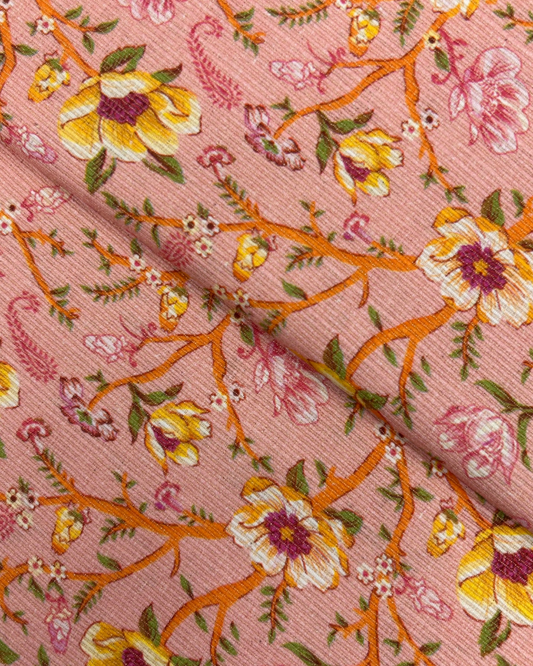 Gold Khaddar Digital Print fabric