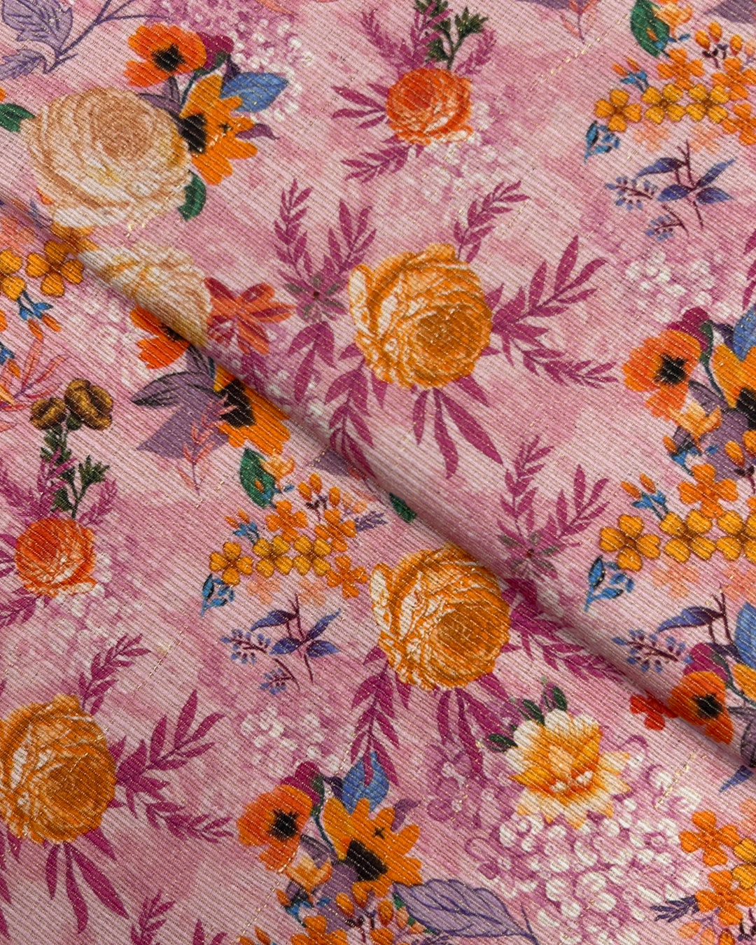 Gold Khaddar Digital Print (GKDP-W25-0015), digitally printed khaddar fabric by the meter