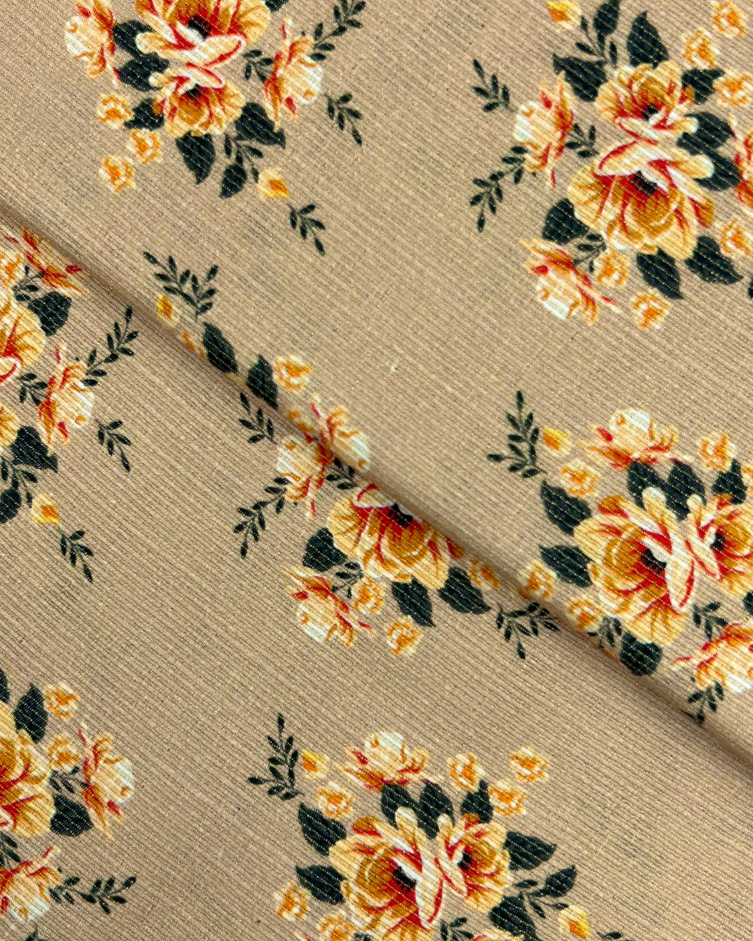 Gold Khaddar Digital Print fabric