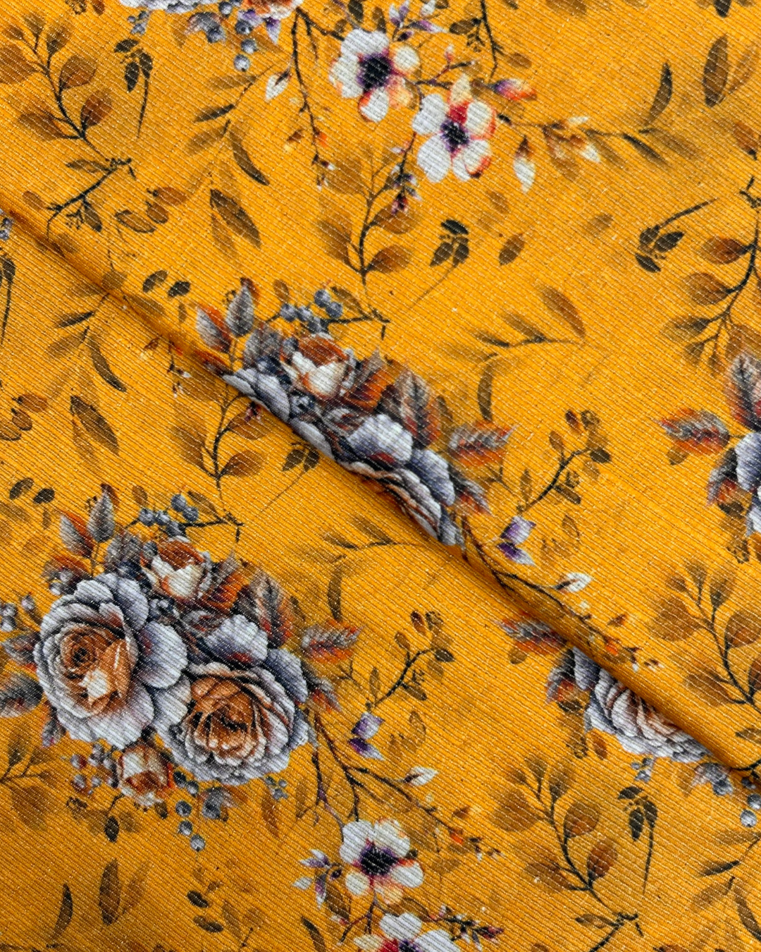 Gold Khaddar Digital Print fabric