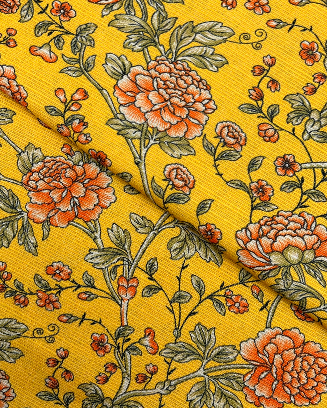 Gold Khaddar Digital Print (GKDP-W25-0028), digitally printed khaddar fabric by the meter