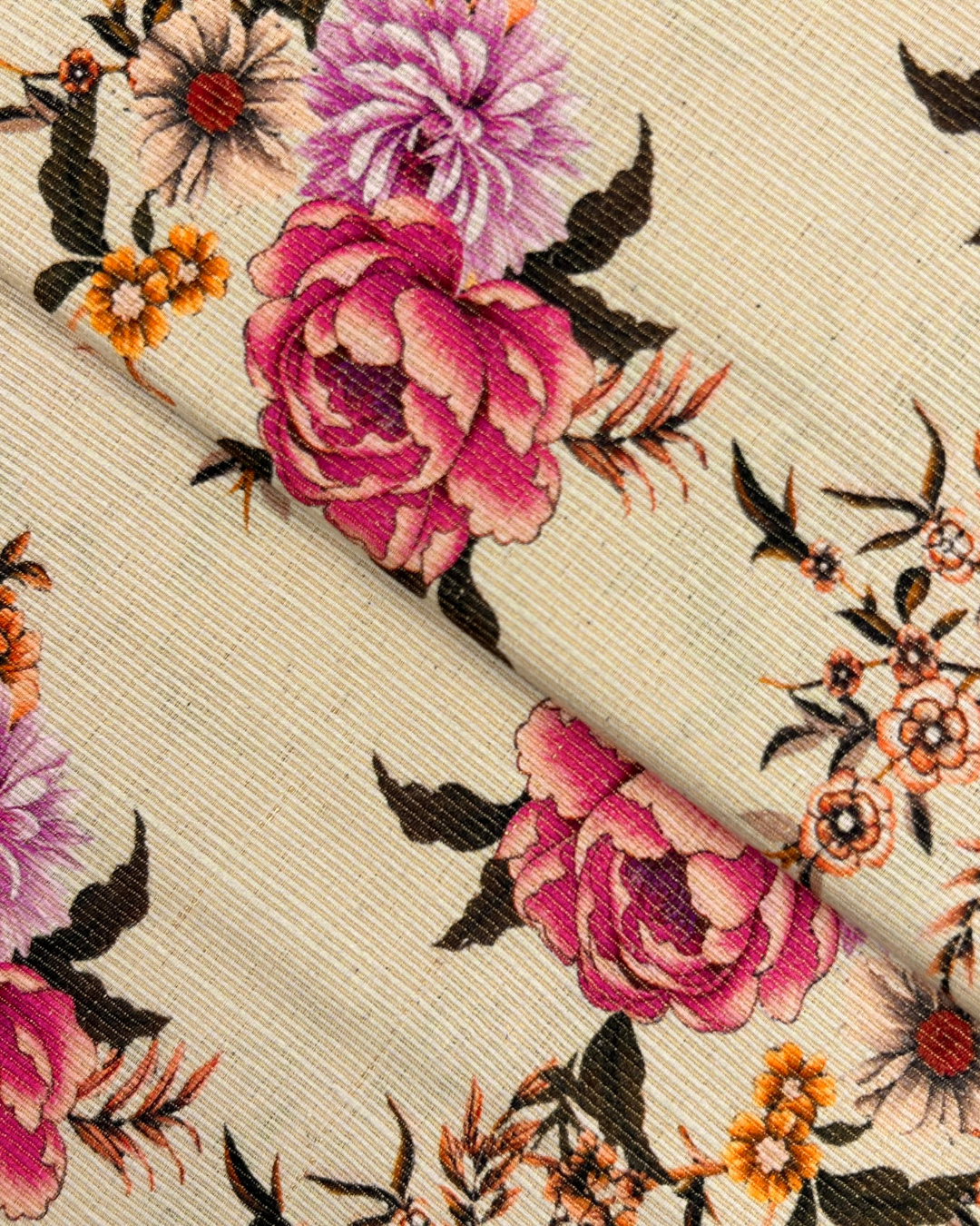 Gold Khaddar Digital Print fabric