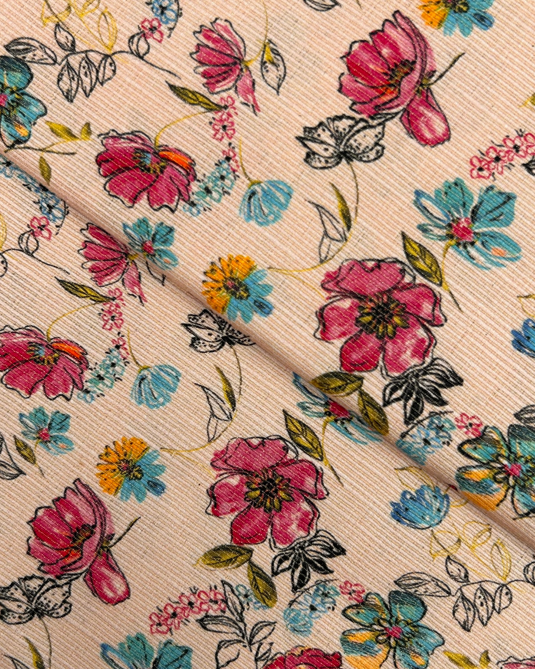 Gold Khaddar Digital Print (GKDP-W25-0036), digitally printed khaddar fabric by the meter