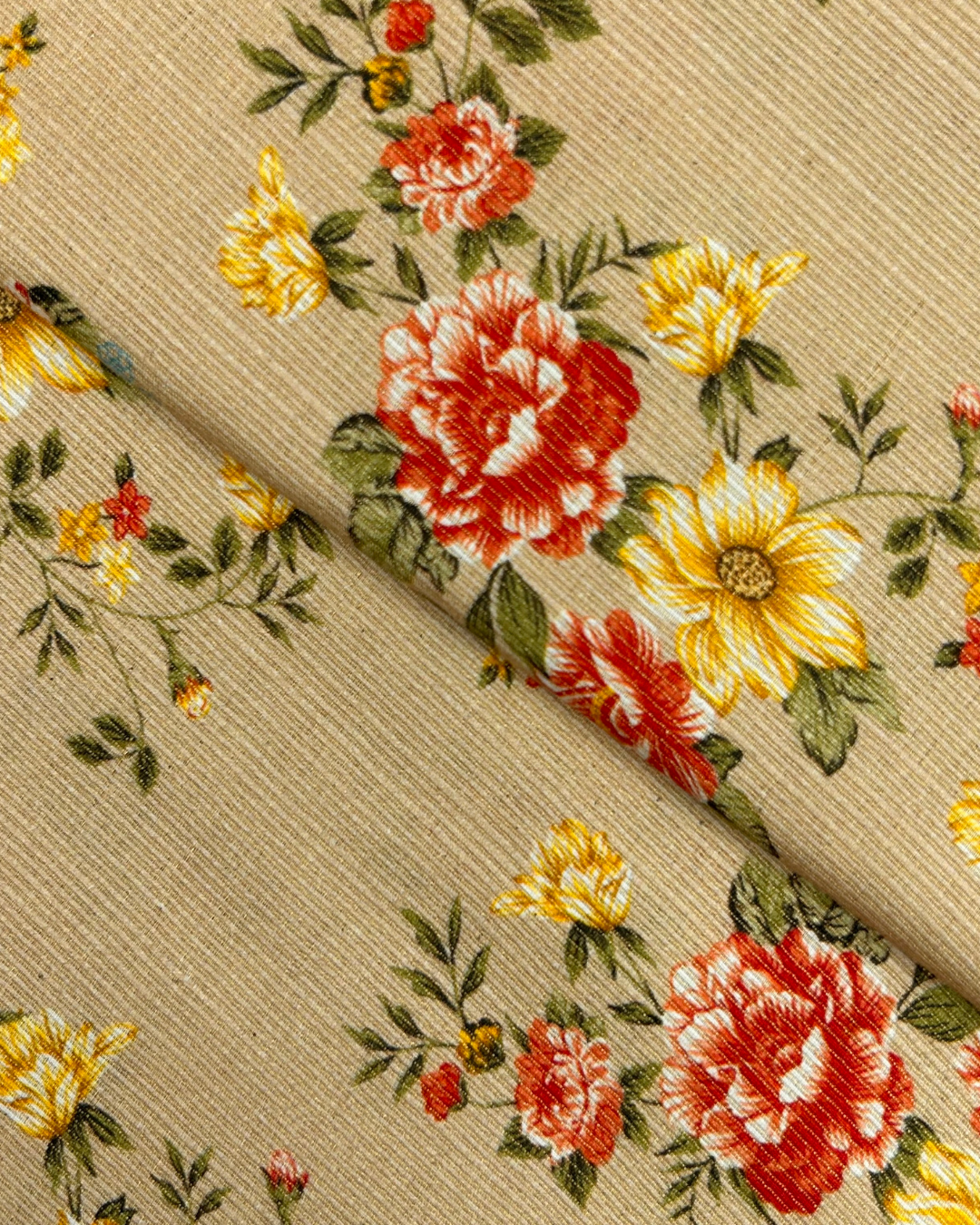 Gold Khaddar Digital Print (GKDP-W25-0037), digitally printed khaddar fabric by the meter