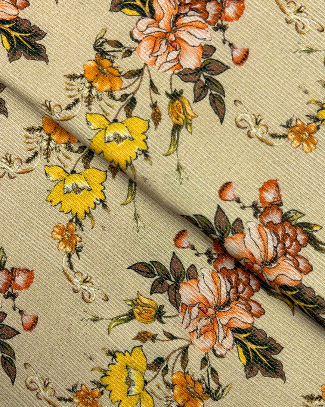 Gold Khaddar Digital Print fabric