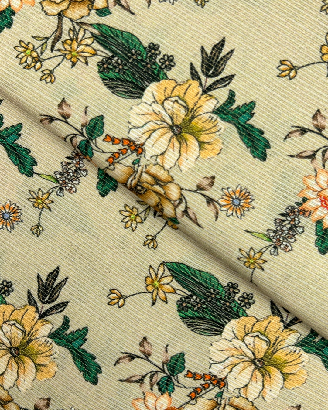 Gold Khaddar Digital Print fabric