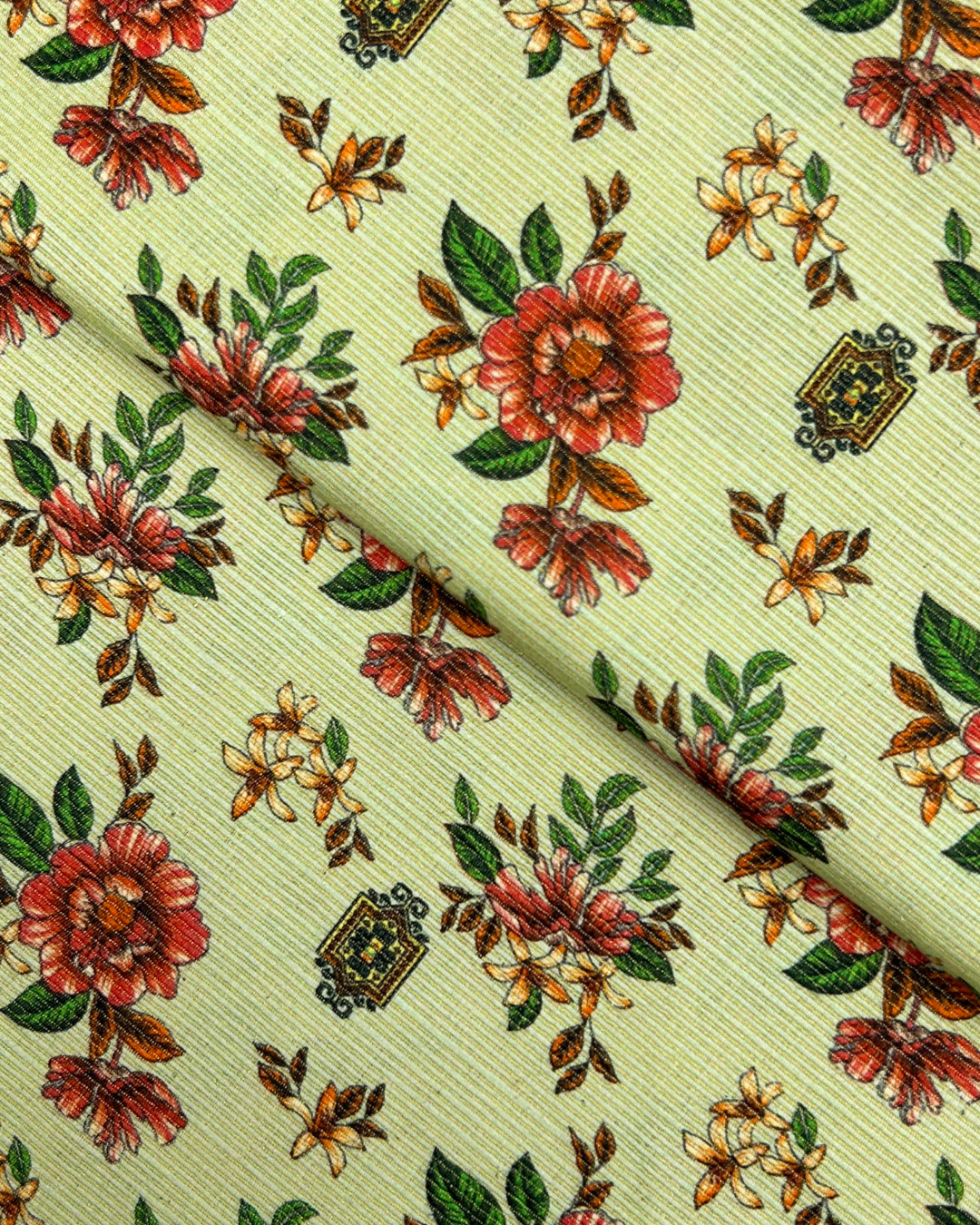 Gold Khaddar Digital Print fabric