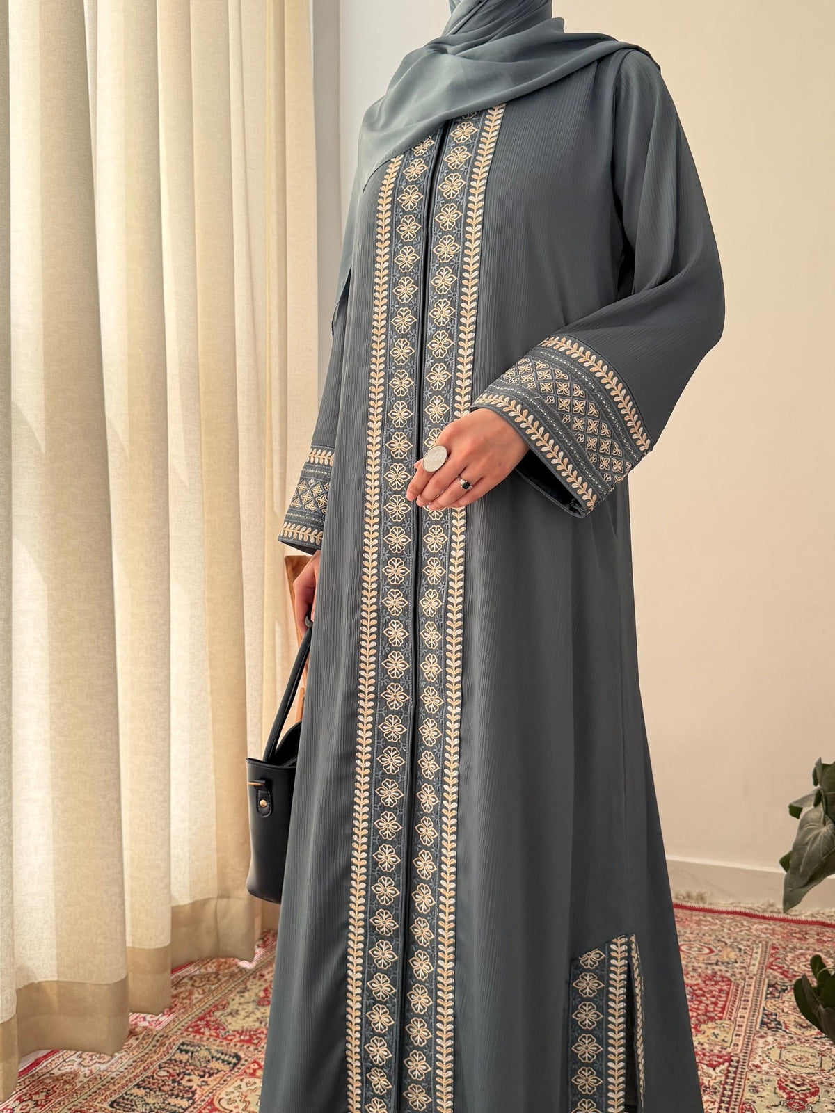Anum Grey Abaya by Al Deebaj
