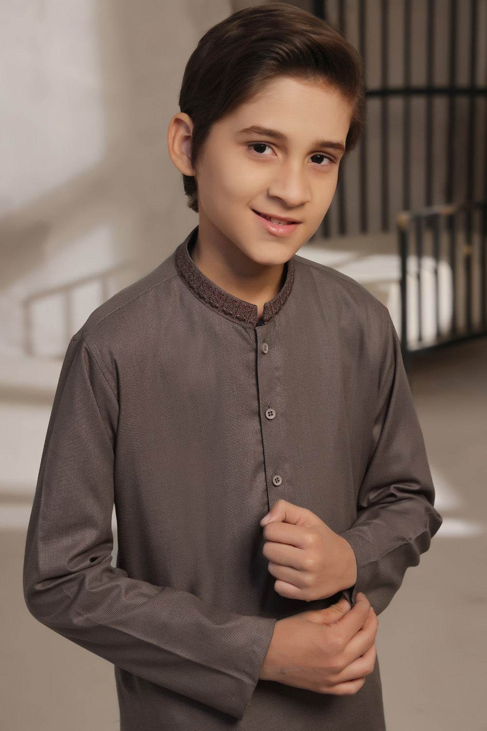 Copper Embroidered Kids Kurta Shalwar by Al Deebaj, photo 3
