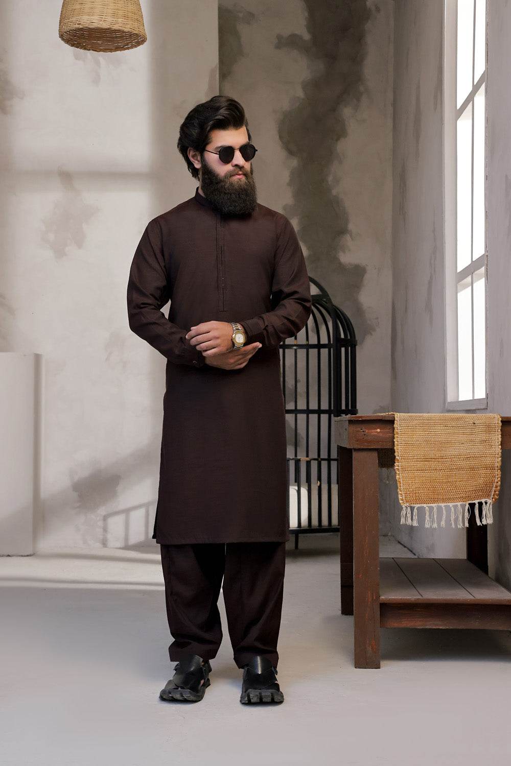Maroon Kurta Shalwar by Al Deebaj, photo 2