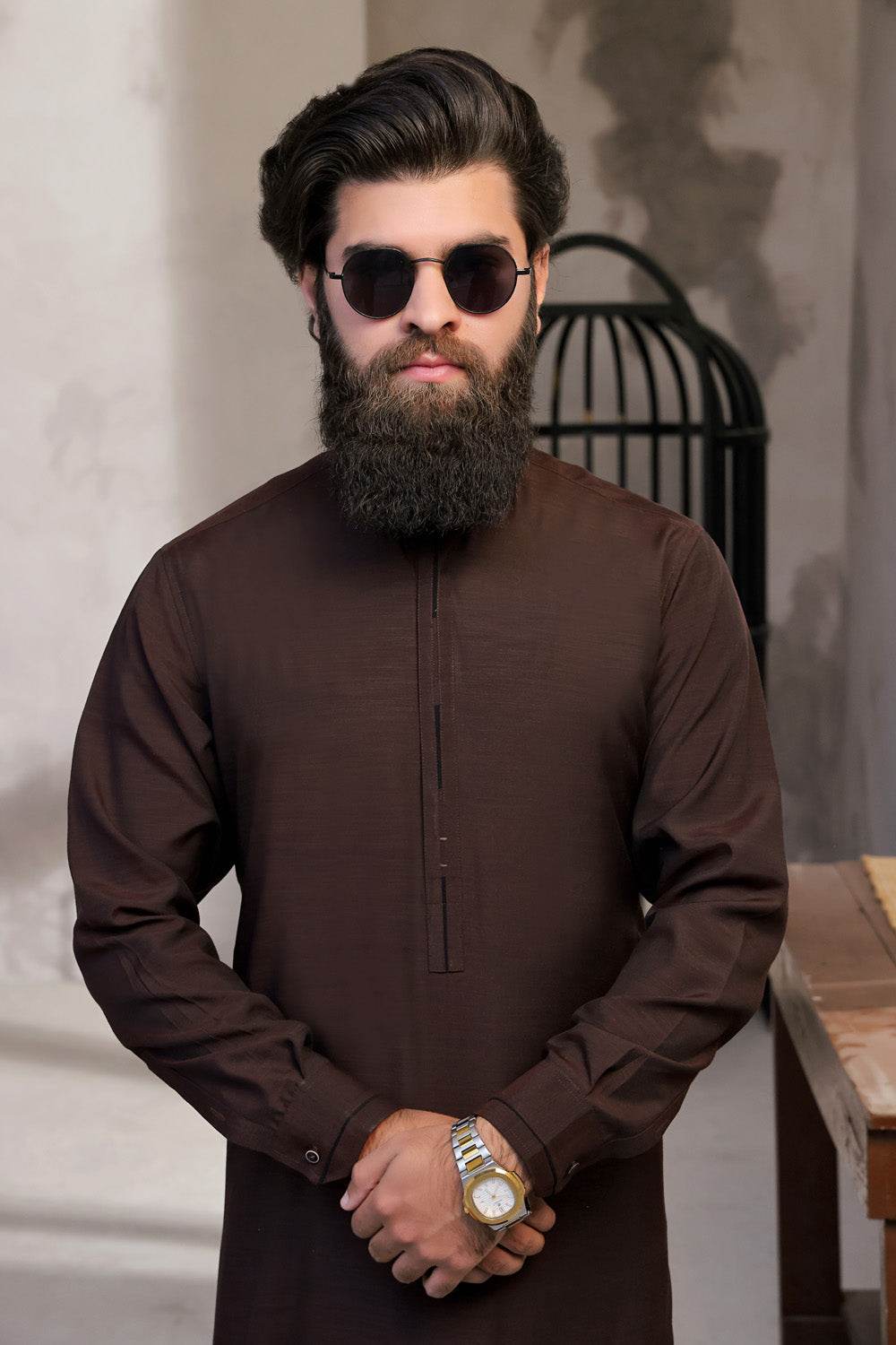 Maroon Kurta Shalwar by Al Deebaj