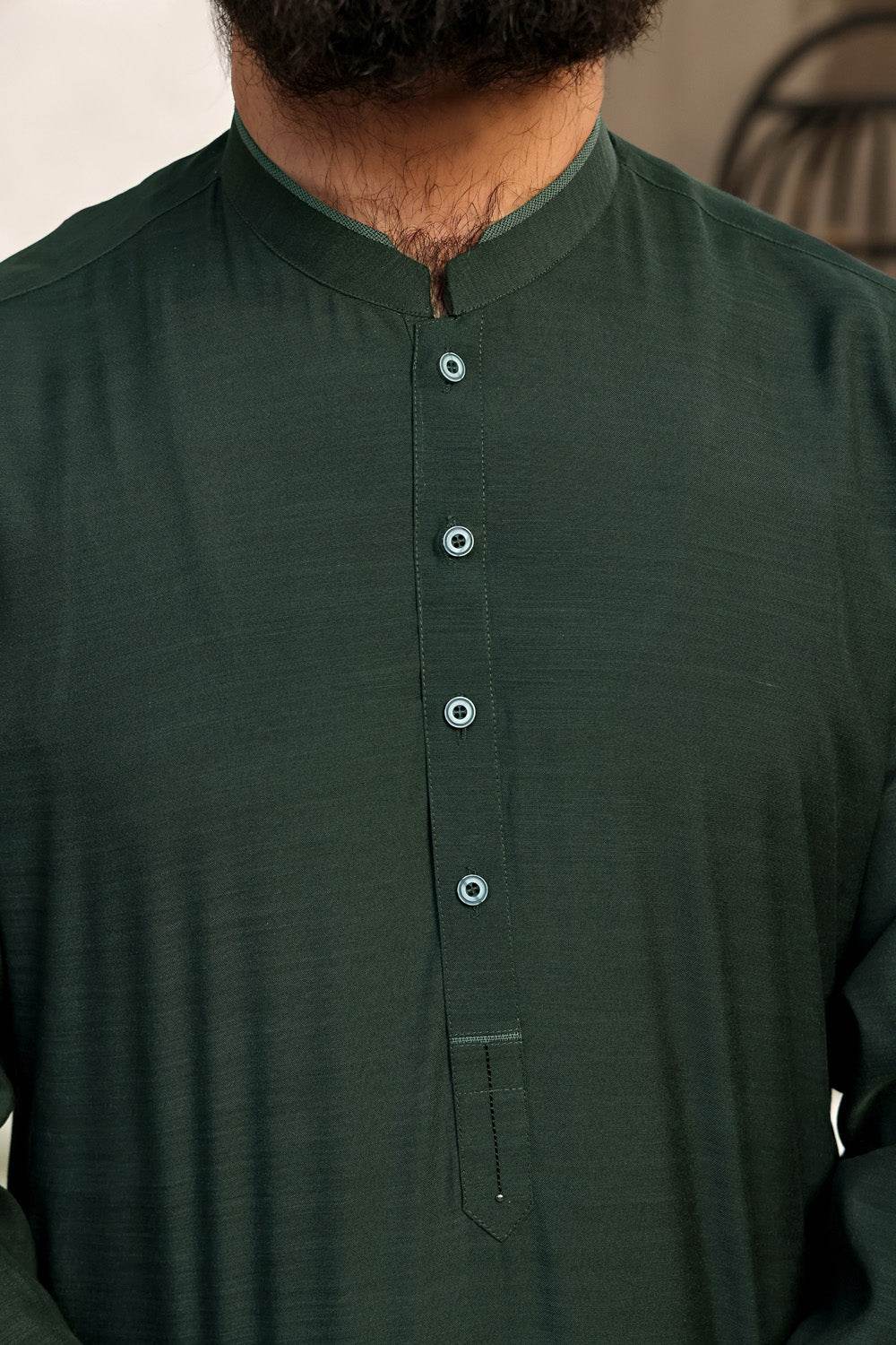 Bottle Green Kurta Shalwar by Al Deebaj, photo 2
