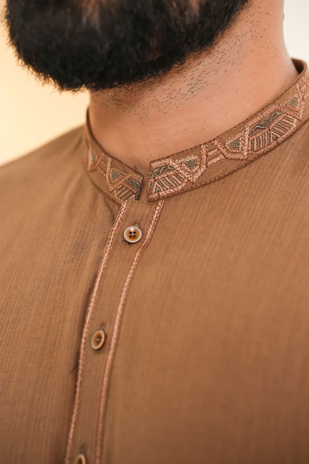 Brown Embroidered Kurta Shalwar by Al Deebaj, photo 4