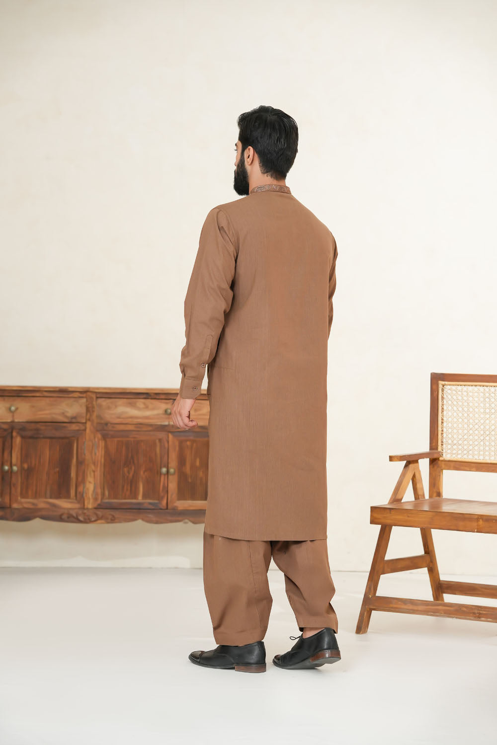 Brown Embroidered Kurta Shalwar by Al Deebaj, photo 6