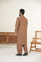 Brown Embroidered Kurta Shalwar by Al Deebaj, photo 6