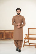 Brown Embroidered Kurta Shalwar by Al Deebaj