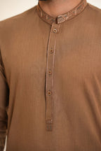 Brown Embroidered Kurta Shalwar by Al Deebaj, photo 3