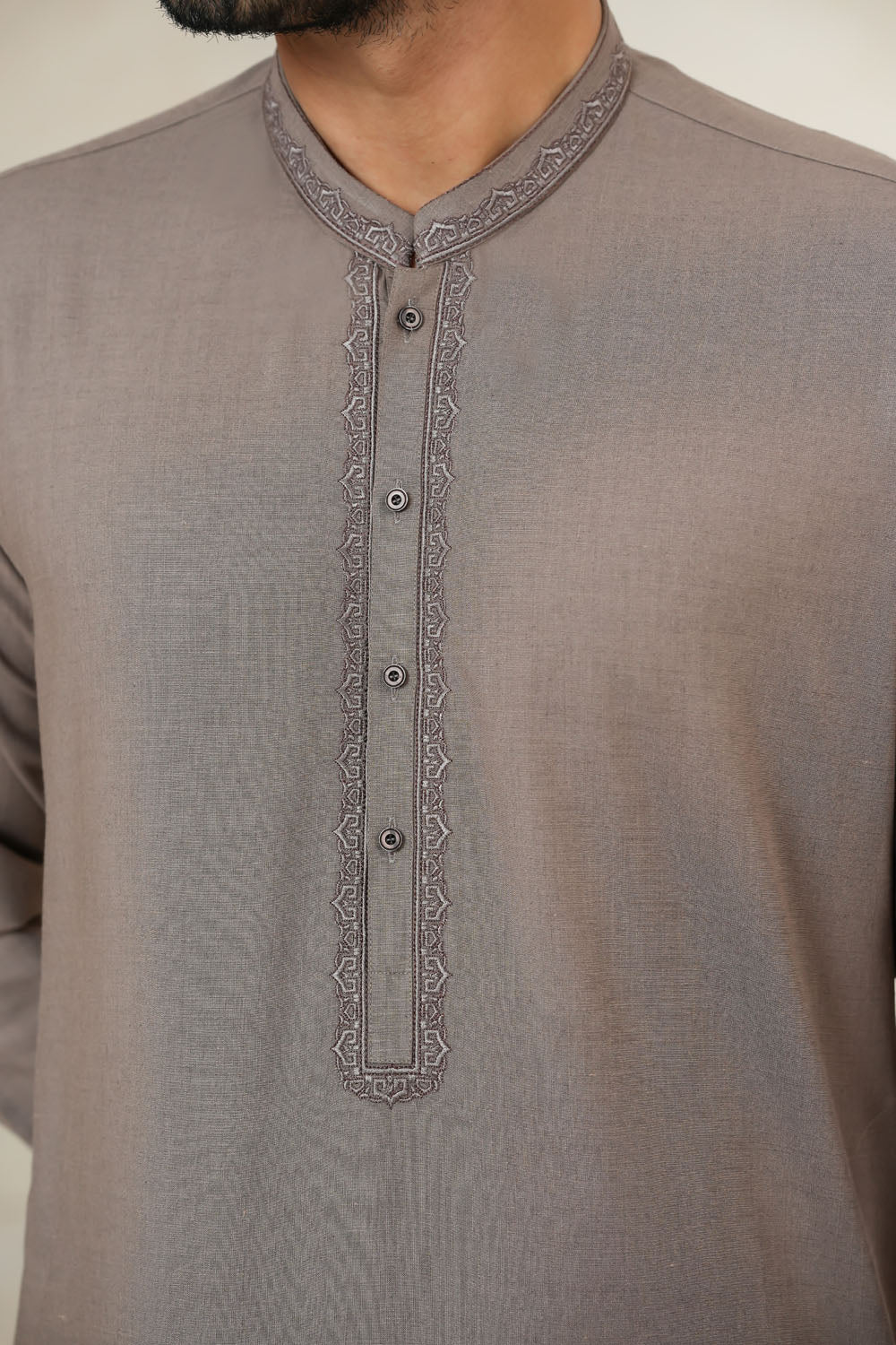 Brown Embroidered Kurta Shalwar by Al Deebaj, photo 4