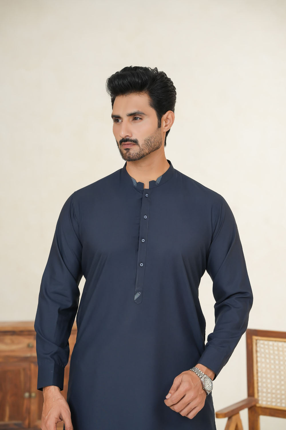 Navy Blue Design Kurta Shalwar by Al Deebaj