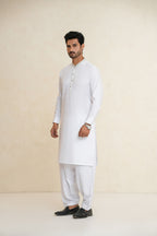 White Embroidered Kurta Shalwar by Al Deebaj, photo 3