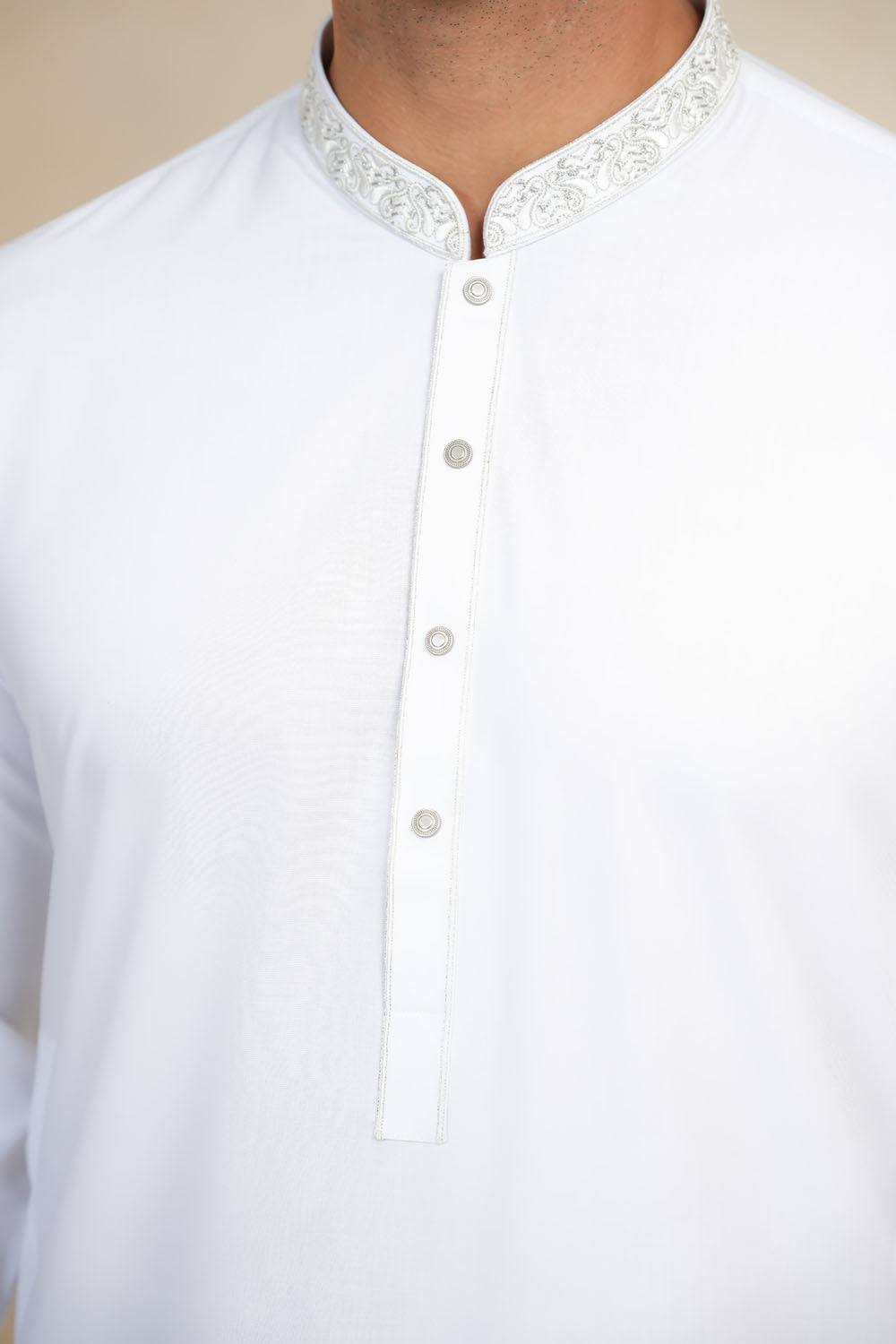 White Embroidered Kurta Shalwar by Al Deebaj, photo 2