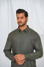 Green Plain Kurta Shalwar by Al Deebaj, photo 3