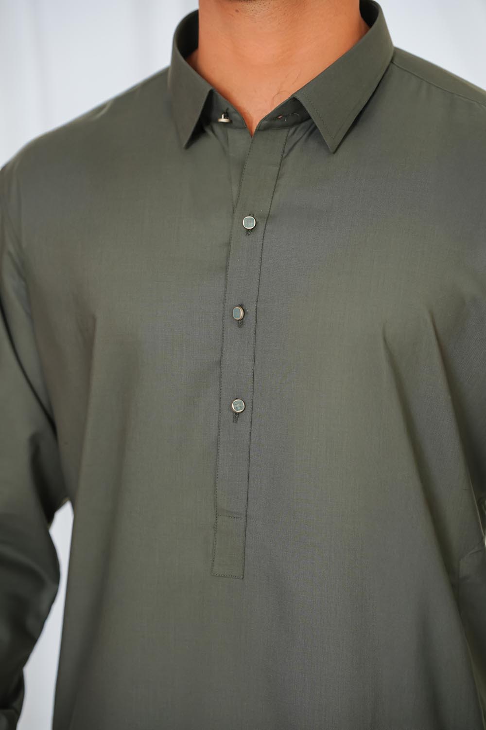Green Plain Kurta Shalwar by Al Deebaj, photo 2