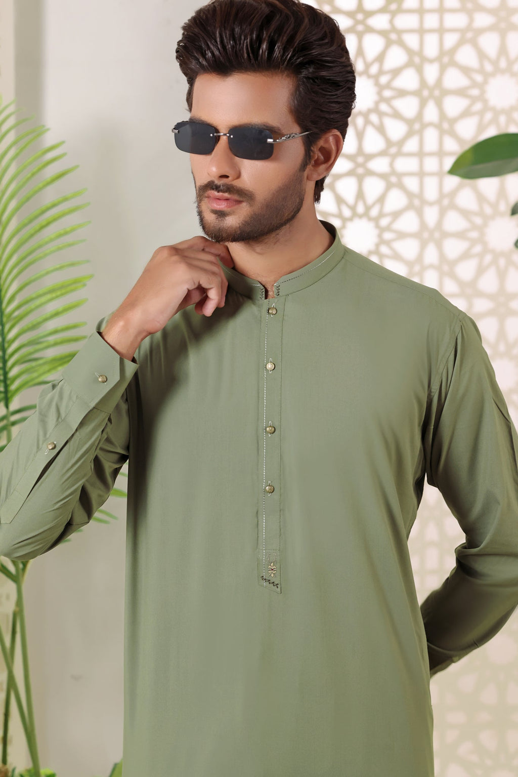 Green Kurta Shalwar by Al Deebaj, photo 4