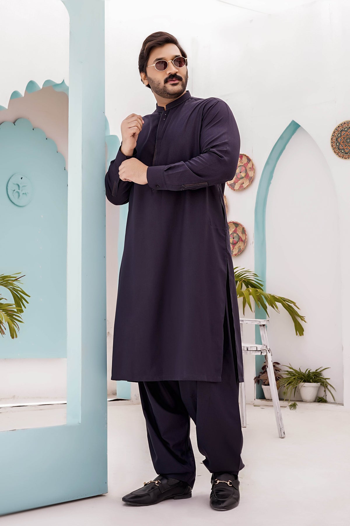 Purple Self Kurta Shalwar by Al Deebaj, photo 2