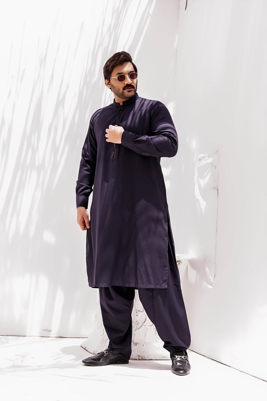 Purple Self Kurta Shalwar by Al Deebaj, photo 3