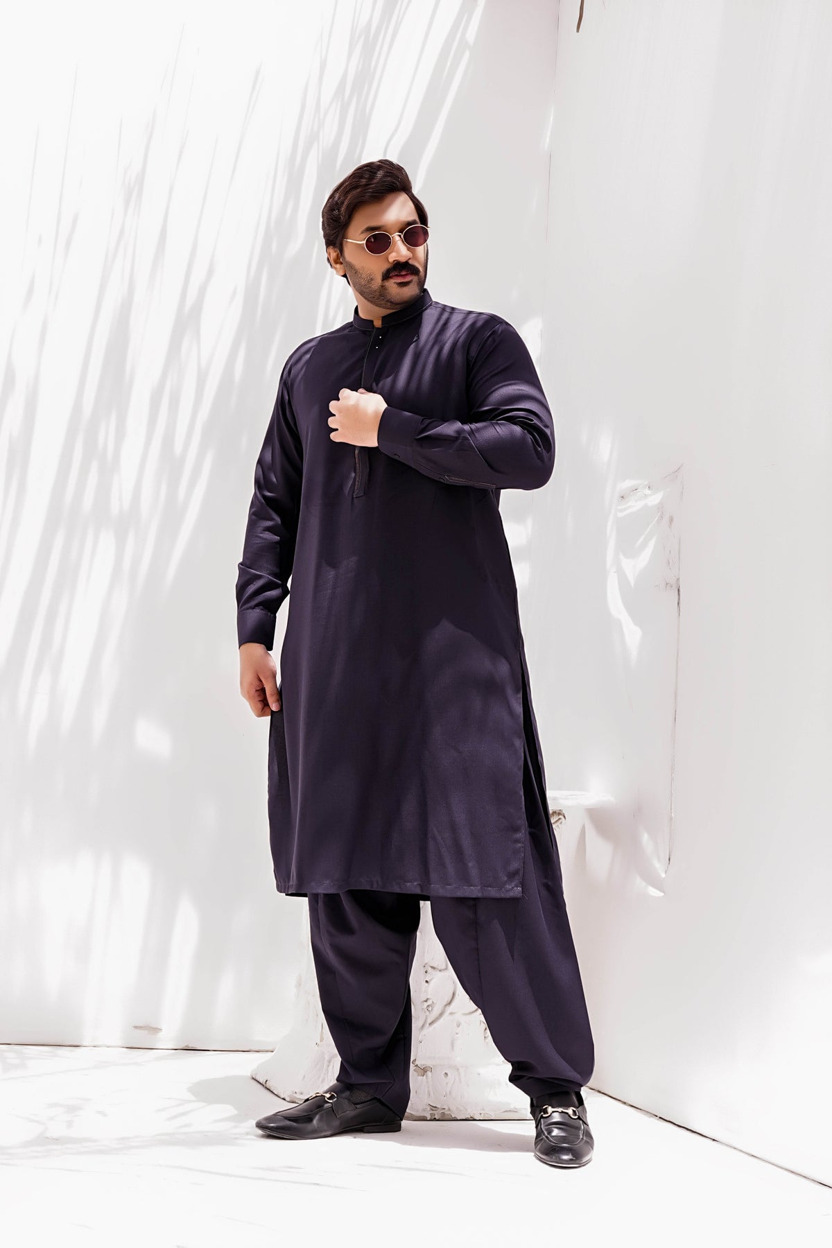 Purple Self Kurta Shalwar by Al Deebaj, photo 3