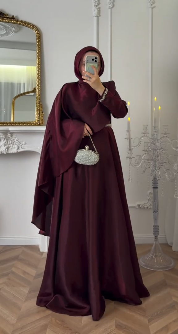 Burgundy Royale Abaya by Leema, photo 2