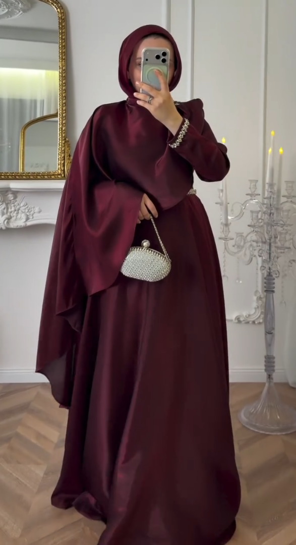Burgundy Royale Abaya by Leema, photo 3