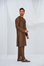 Brown Plain Kurta Pajama by Al Deebaj, photo 4