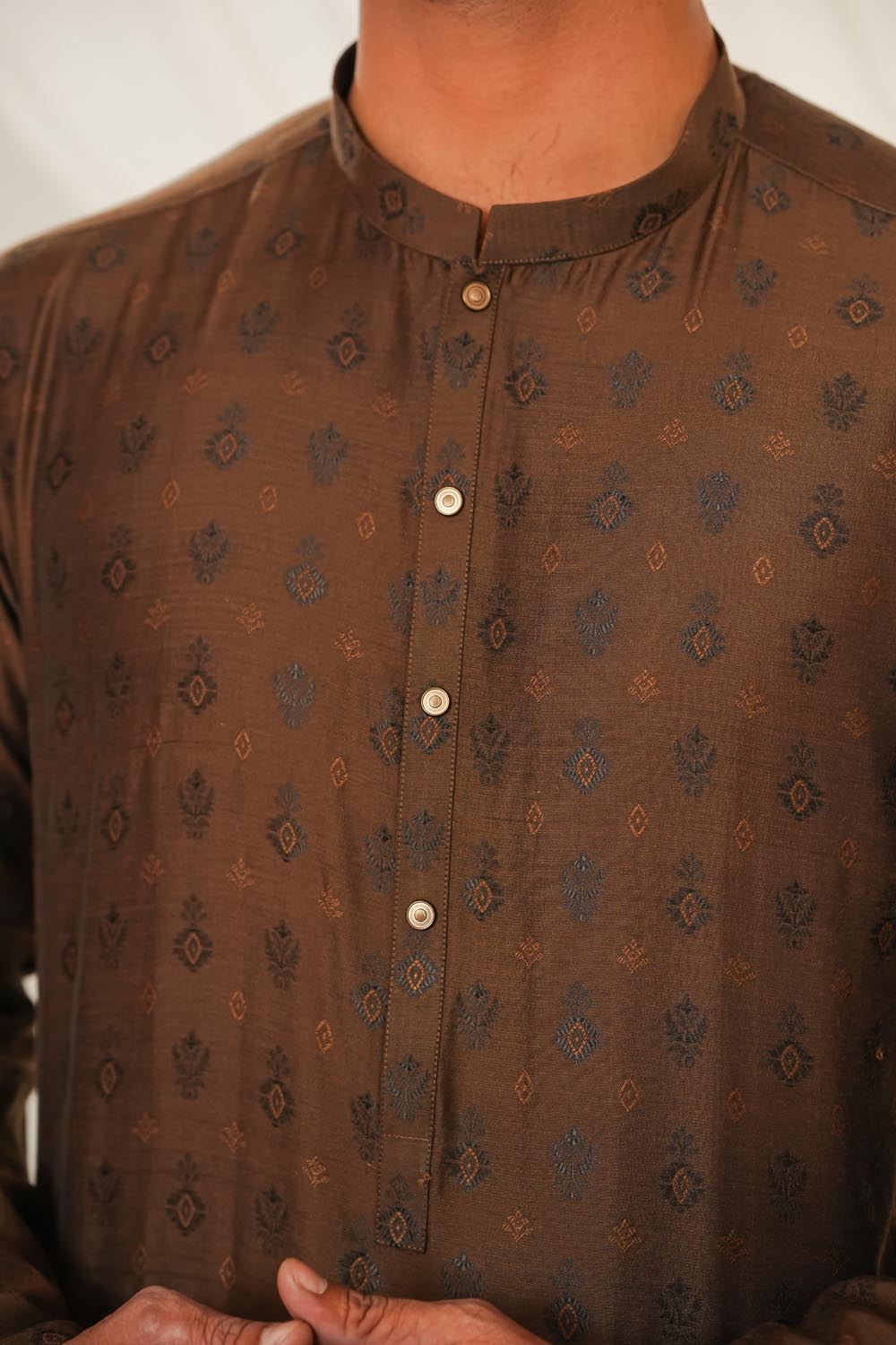 Mustard Plain Kurta Pajama by Al Deebaj, photo 2