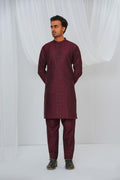 Maroon Plain Kurta Pajama by Al Deebaj