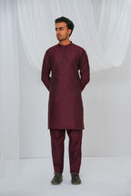 Maroon Plain Kurta Pajama by Al Deebaj
