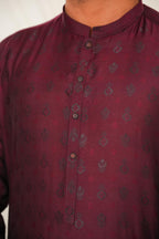 Maroon Plain Kurta Pajama by Al Deebaj, photo 3