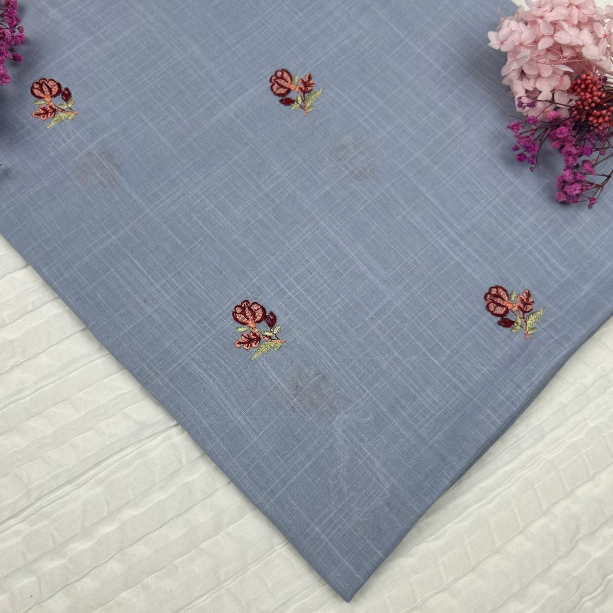 Embroidered Lawn – Ice Blue fabric
