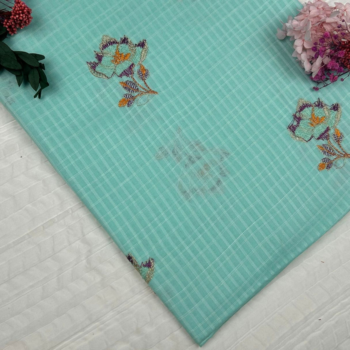 Embroidered Lawn – Ice Blue fabric