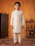 Kids Cream Kurta Pajama by Al Deebaj