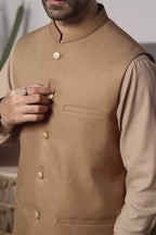 Fawn Self Waistcoat by Al Deebaj, photo 2