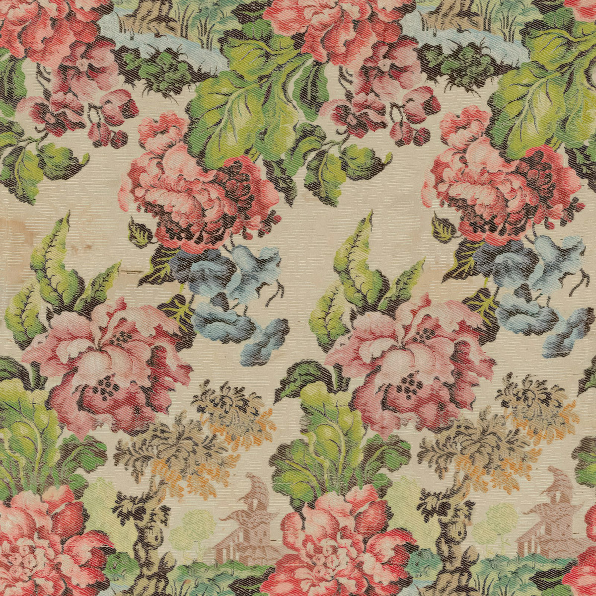 Multi karandi fabric in Heritage Bouquet digital print – close-up