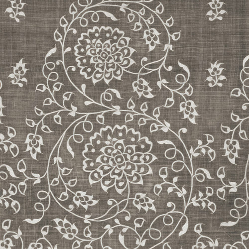Grey lawn fabric in Mughal Jaal block print – close-up