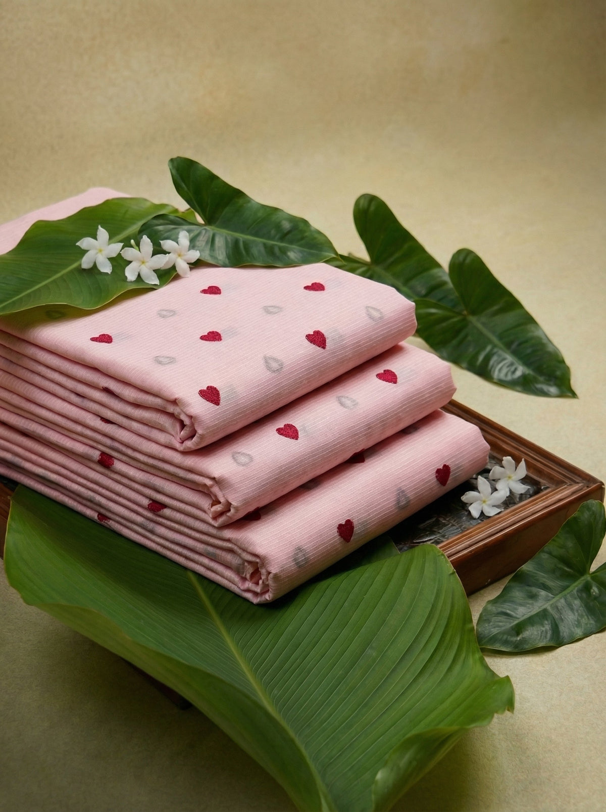 Embroidered Lawn – Peachish Pink (MEL-S26-056), embroidered lawn fabric by the meter